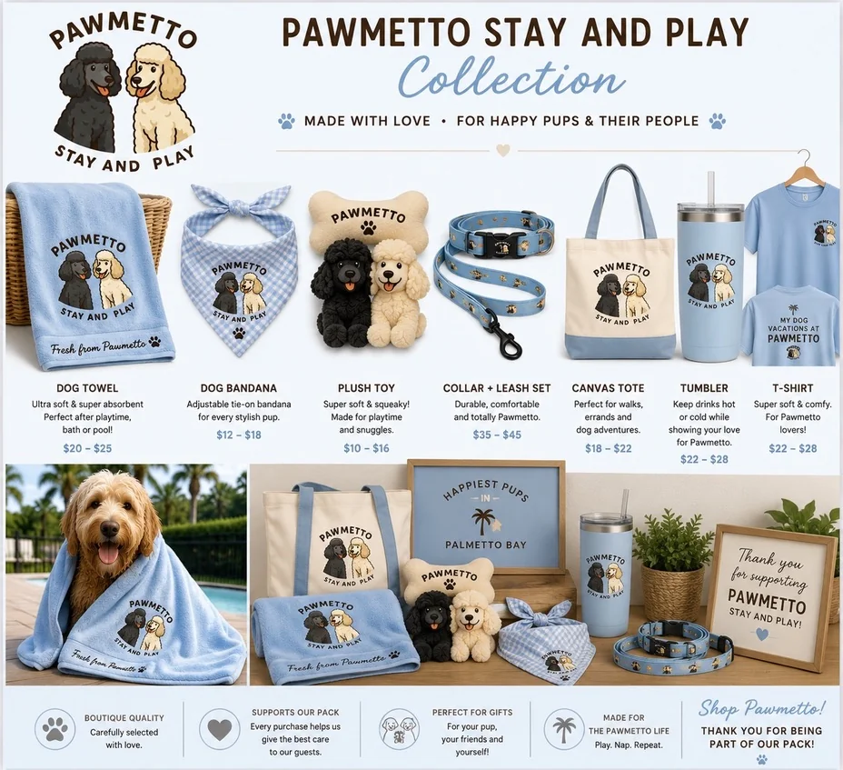 Pawmetto Stay and Play merchandise collection